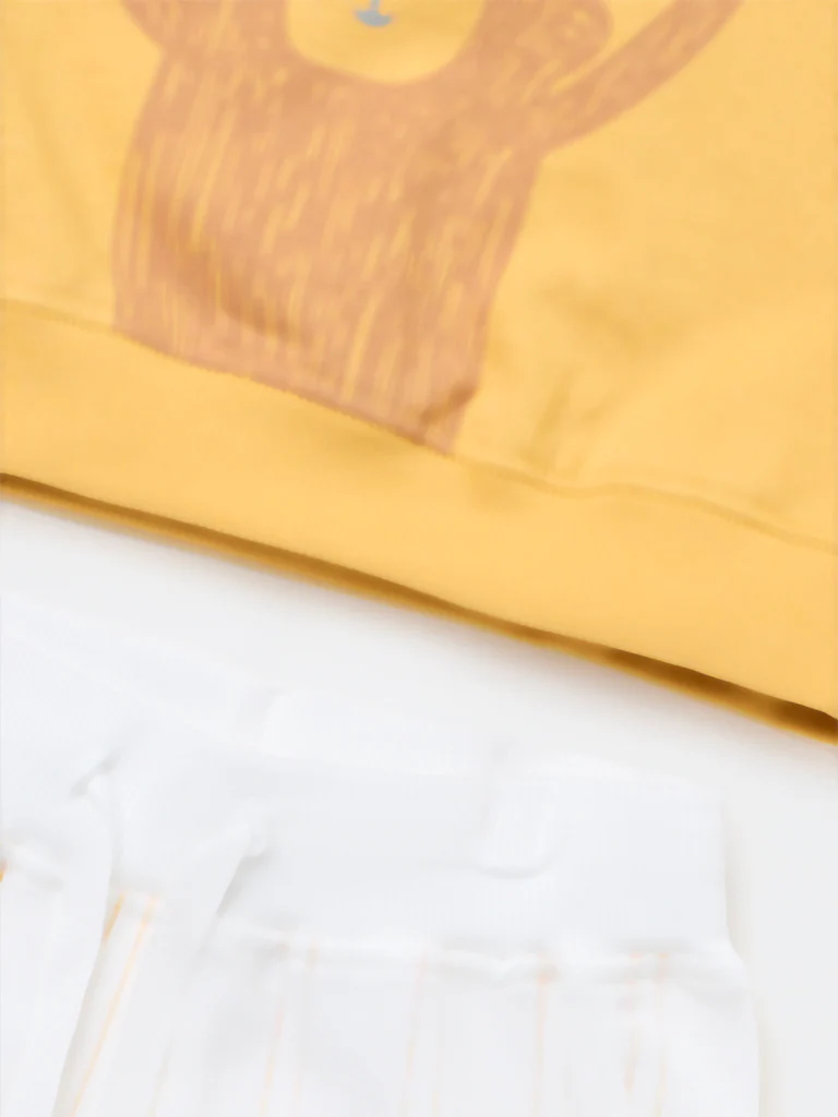HOP Baby Boys Mustard Cotton Sweatshirt and Pants Set - Image 4
