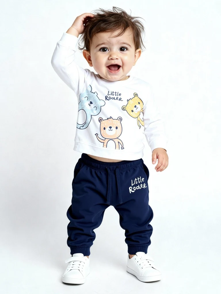 HOP Baby Boys Navy Cotton Sweatshirt and Joggers Set