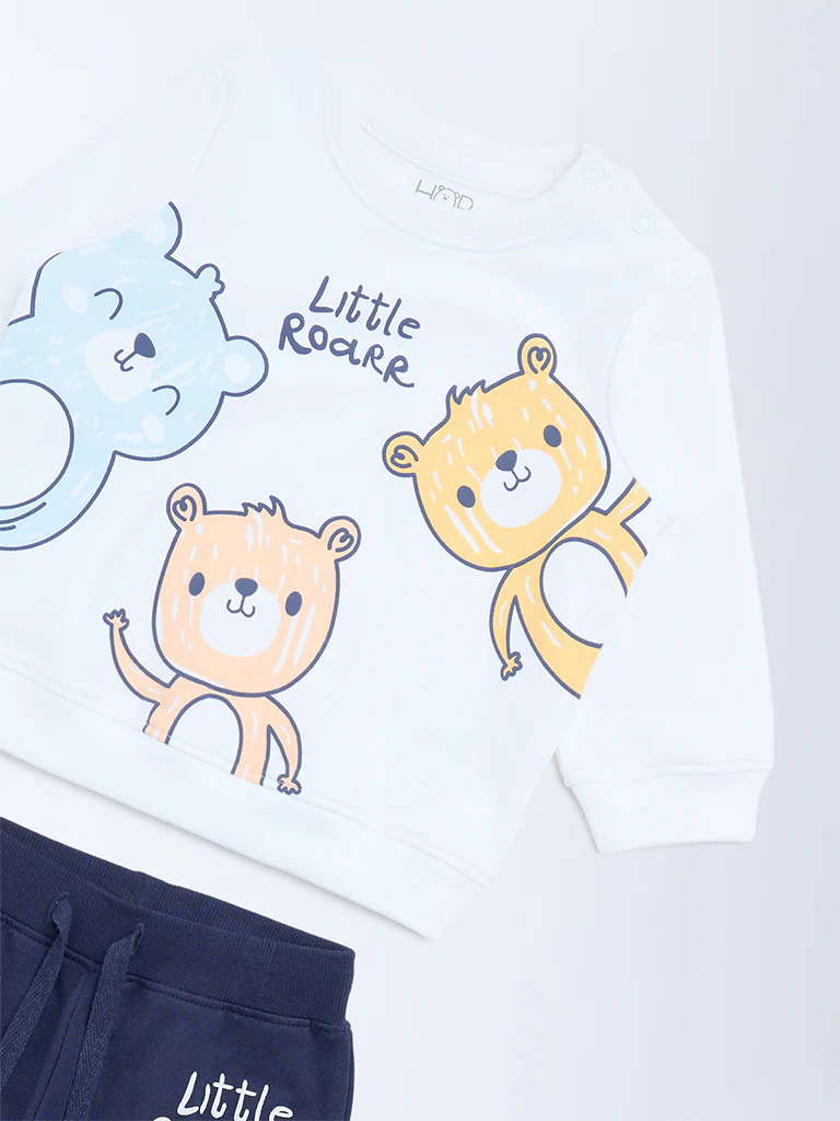 HOP Baby Boys Navy Cotton Sweatshirt and Joggers Set - Image 4