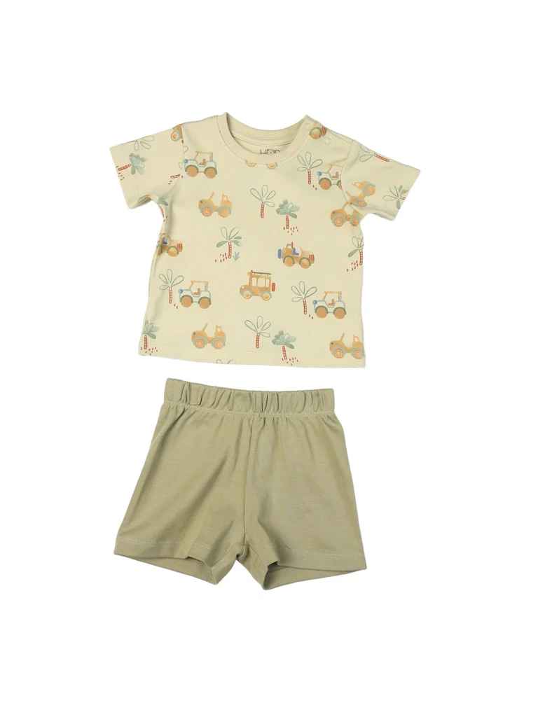 HOP Baby Boys Sage Printed Cotton T-Shirt and Shorts Set - Exclusive - Image 2