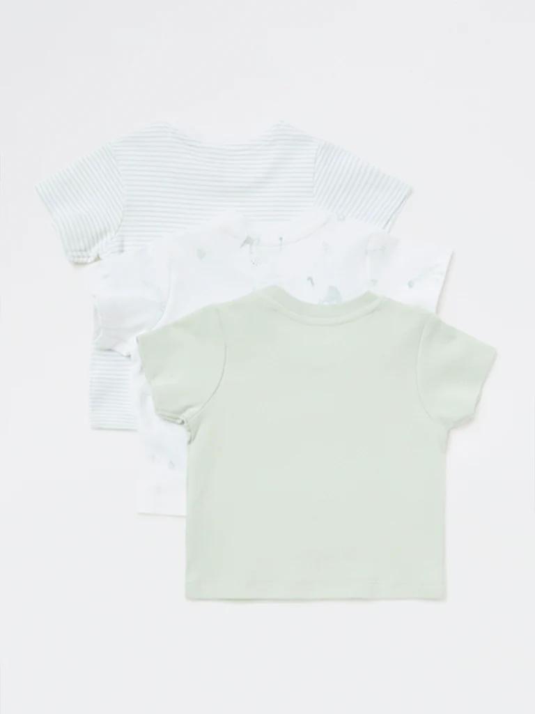 HOP Baby Boys Sage Printed Cotton T-Shirts - Pack of 3 - Image 3