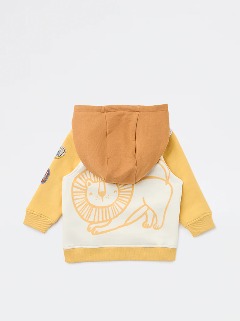 HOP Baby Boys White Embroidered Cotton-Blend Hoodie - Image 3