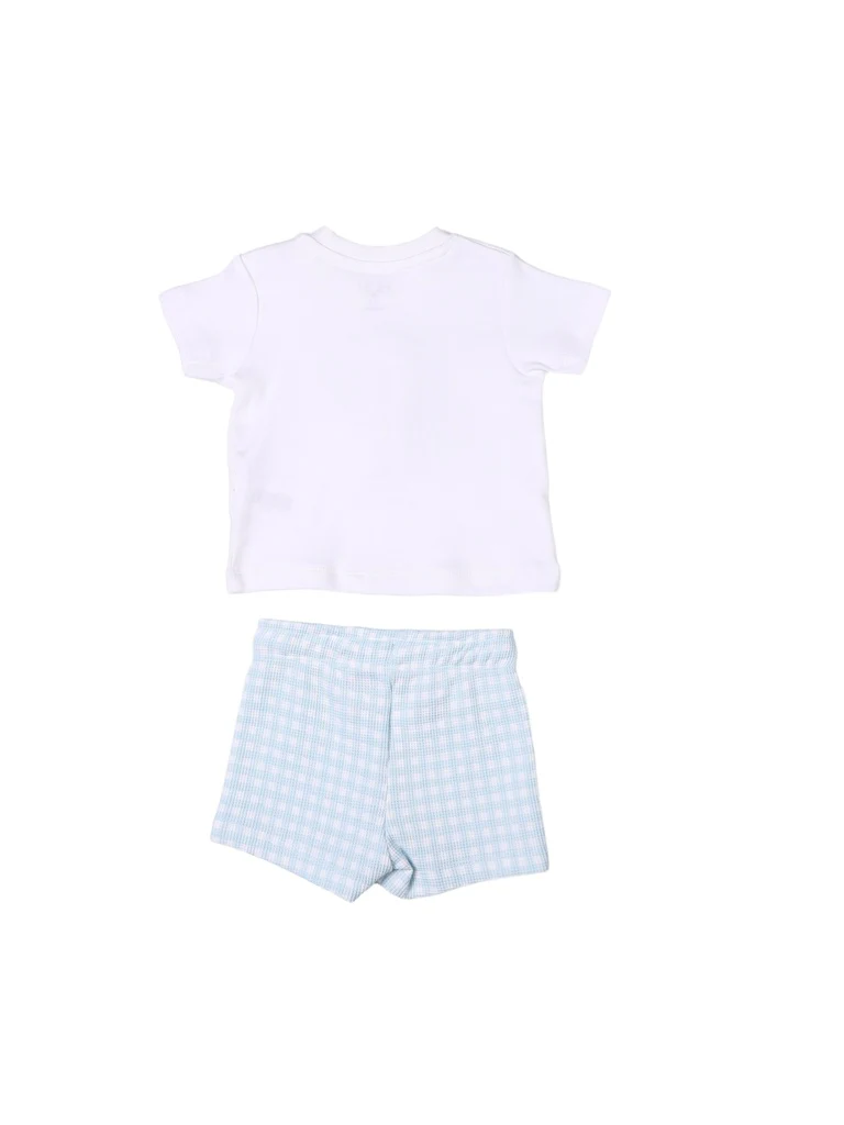 HOP Baby Boys White Printed Cotton T-Shirt and Shorts Set - Image 4