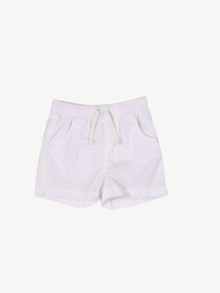 HOP Baby Boys White Solid Cotton Shorts - Image 3