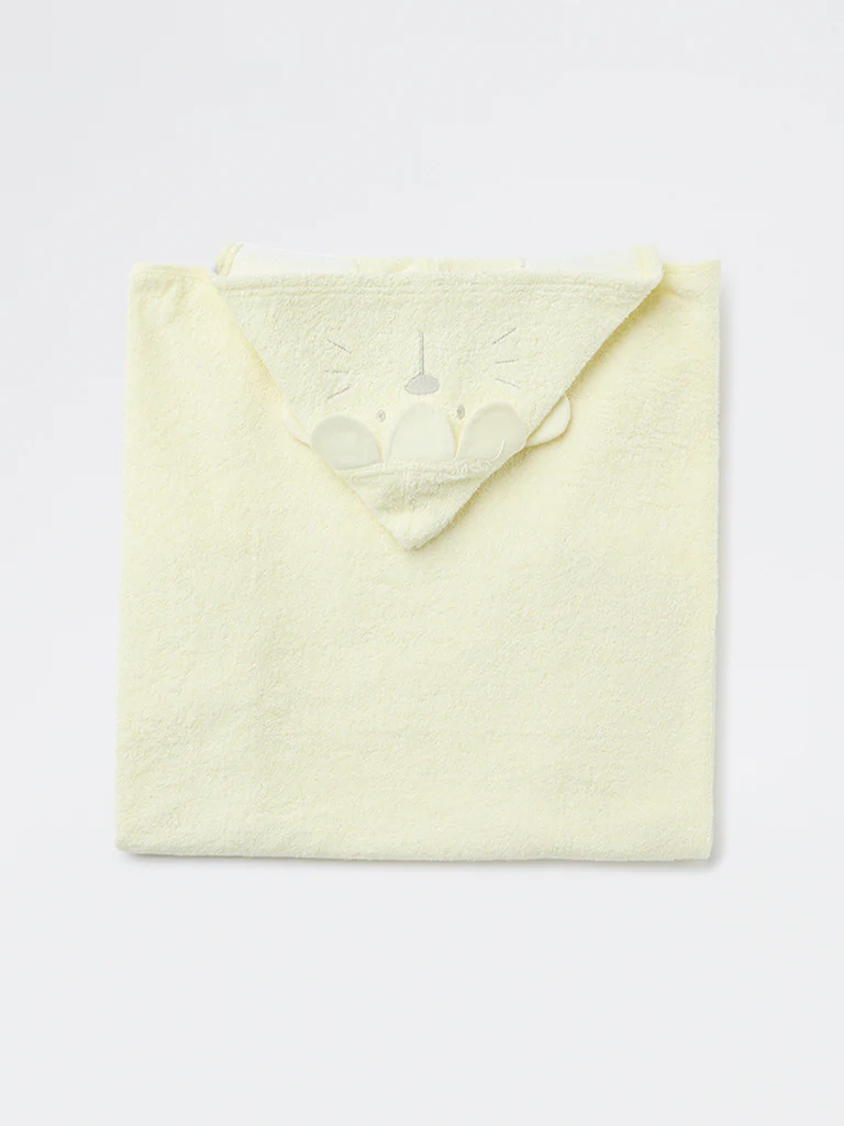 HOP Baby Boys Yellow Animal-Themed Hooded Cotton Towel - Image 4
