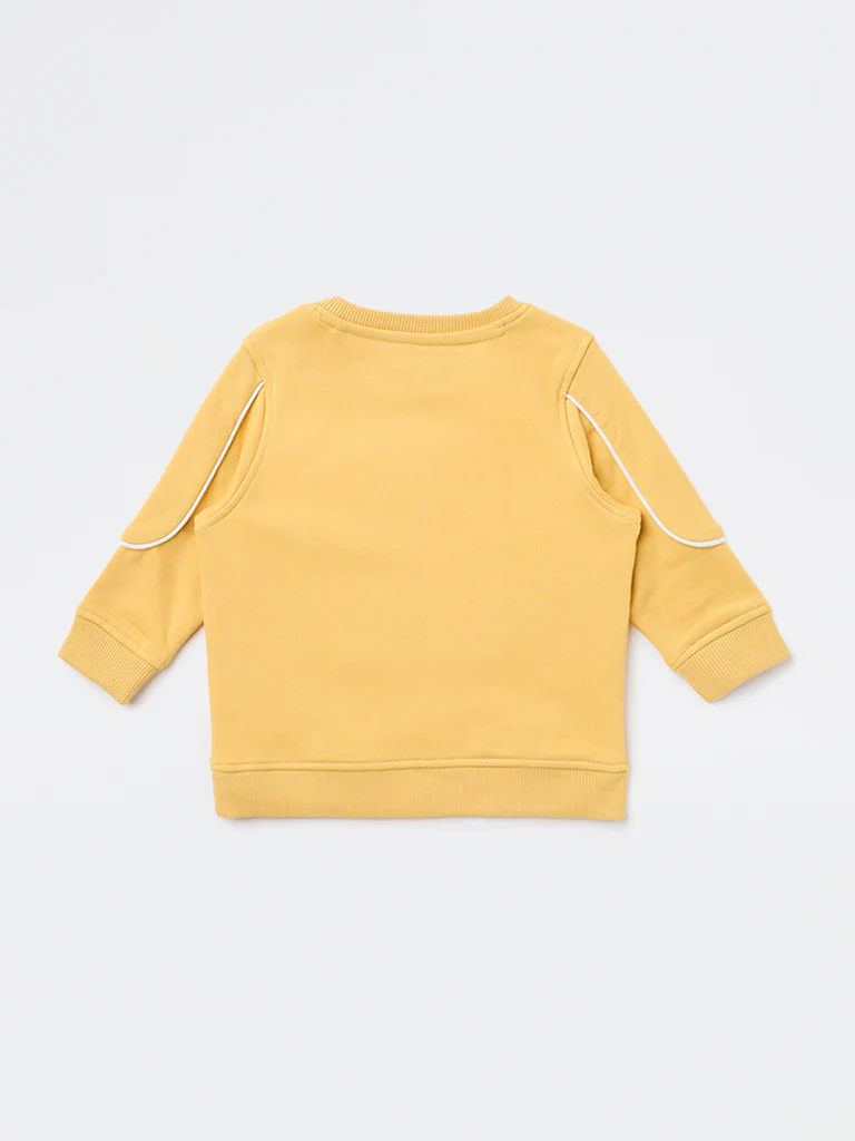 HOP Baby Boys Yellow Embroidered Cotton-Blend Sweatshirt - Image 3