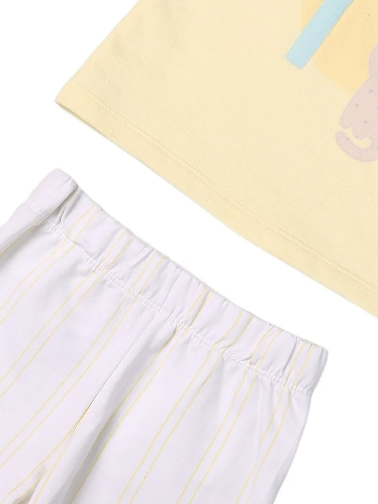HOP Baby Boys Yellow Printed Cotton T-Shirt and Shorts Set - Exclusive - Image 4