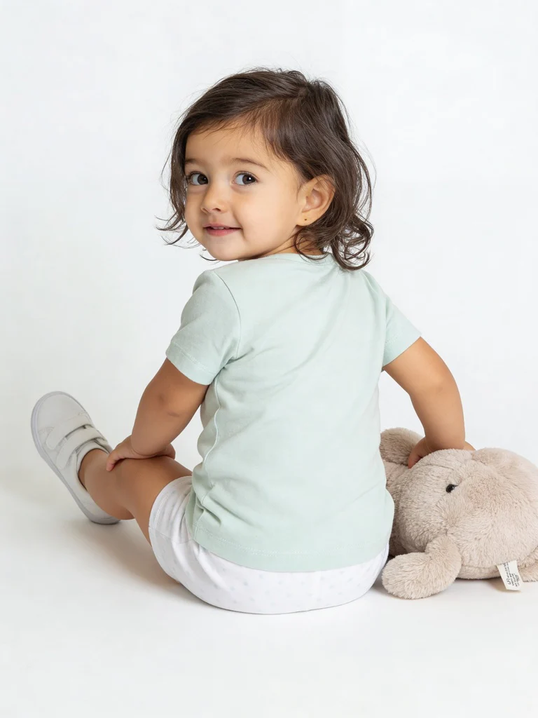 HOP Baby Girls Light Blue Printed Cotton T-Shirt and Shorts Set - Exclusive - Image 2