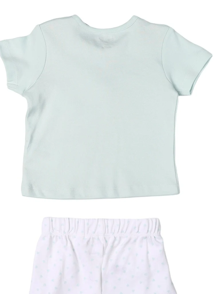HOP Baby Girls Light Blue Printed Cotton T-Shirt and Shorts Set - Exclusive - Image 4