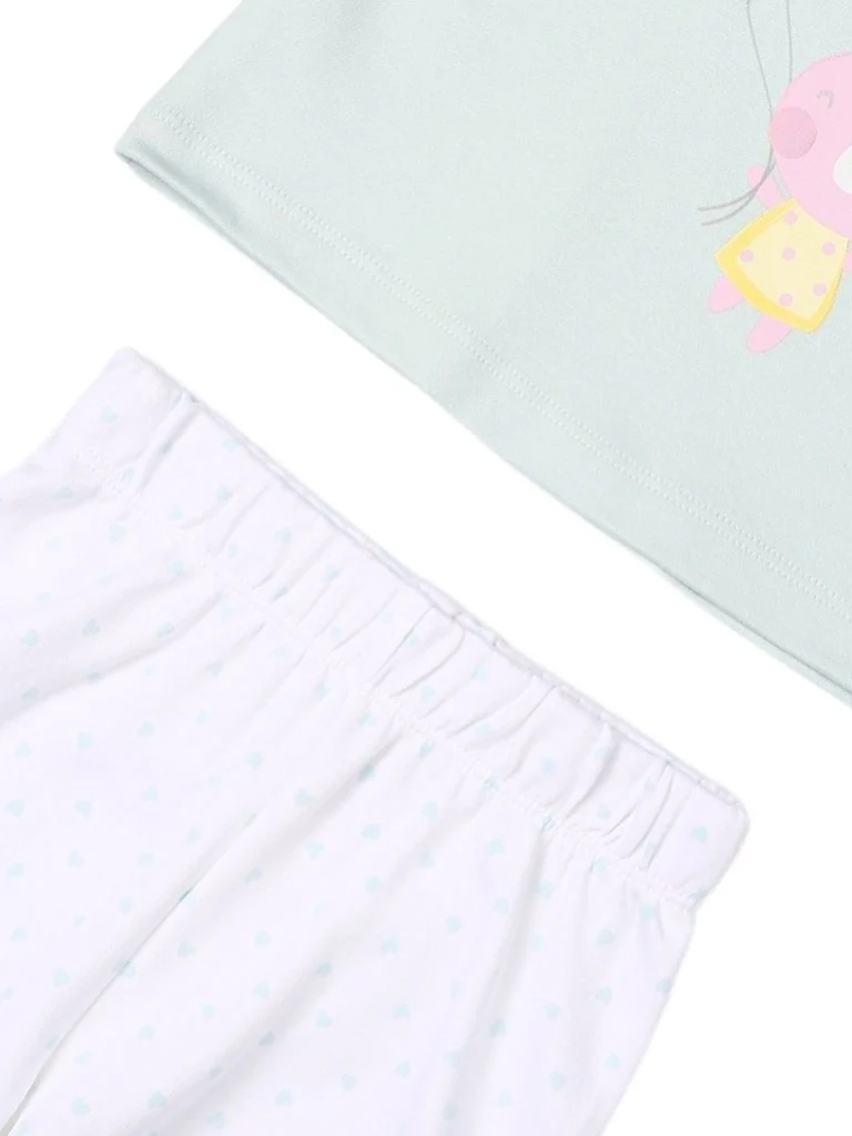 HOP Baby Girls Light Blue Printed Cotton T-Shirt and Shorts Set - Exclusive - Image 5