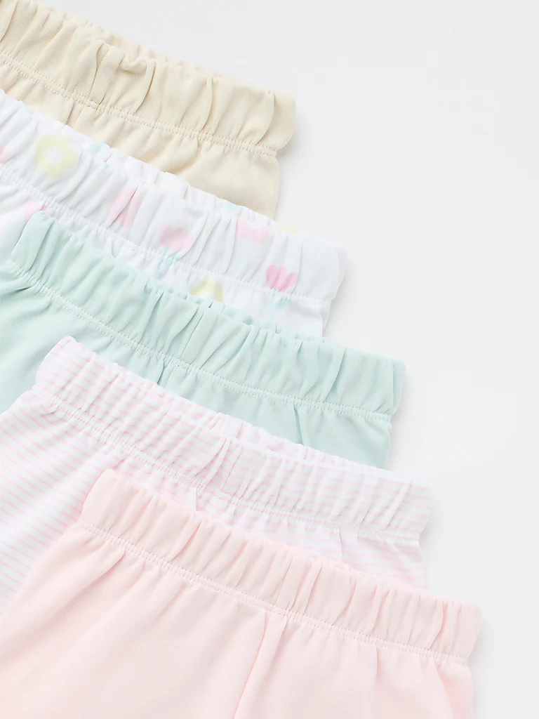 HOP Baby Girls Multicolour Cotton Shorts - Pack of 5 - Image 3