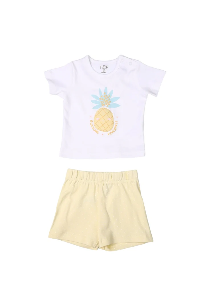 HOP Baby Girls Multicolour Printed Cotton T-Shirt and Shorts Set - Exclusive - Image 3