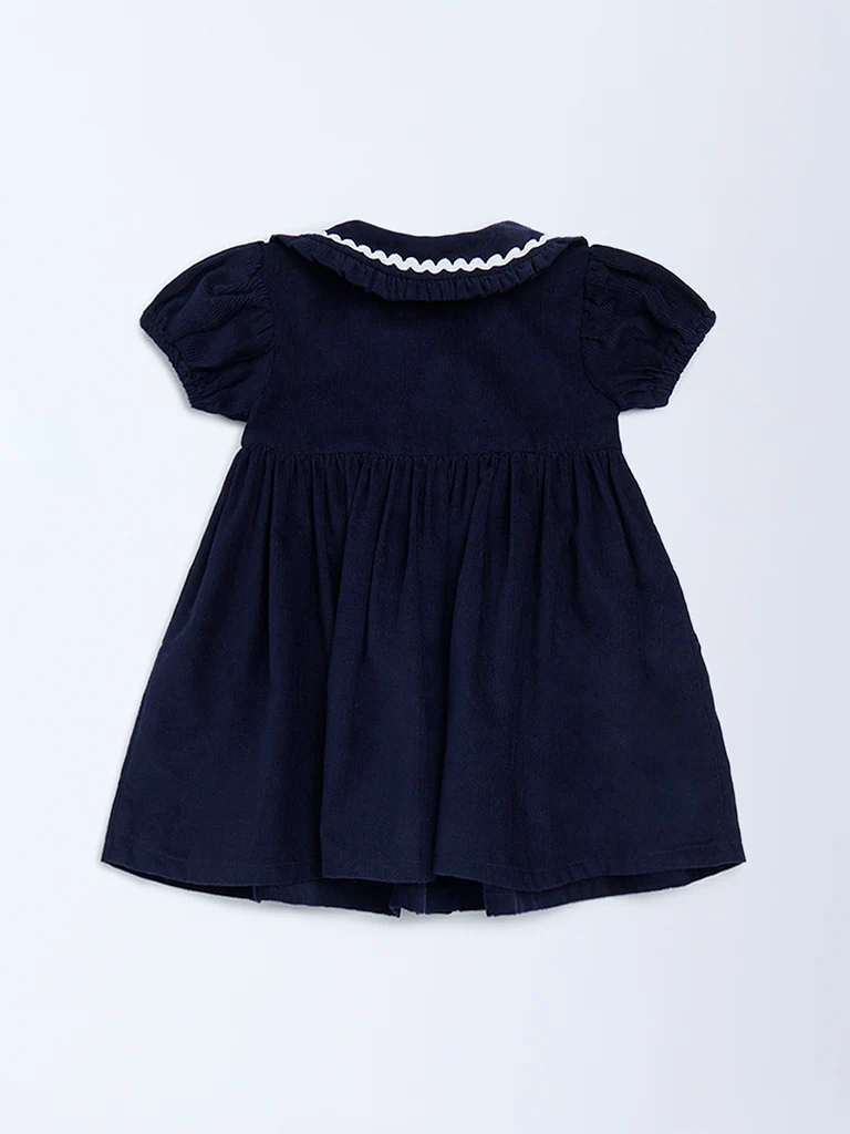 HOP Baby Girls Navy Fit-and-Flare Corduroy Dress - Image 3
