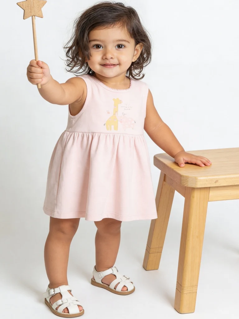 HOP Baby Girls Pink Animal A-Line Cotton Dress - Pack of 2