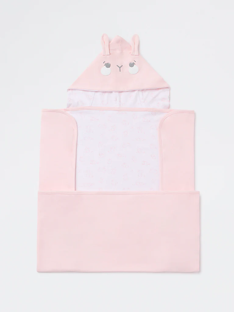 HOP Baby Girls Pink Animal Design Cotton Blanket - Image 3