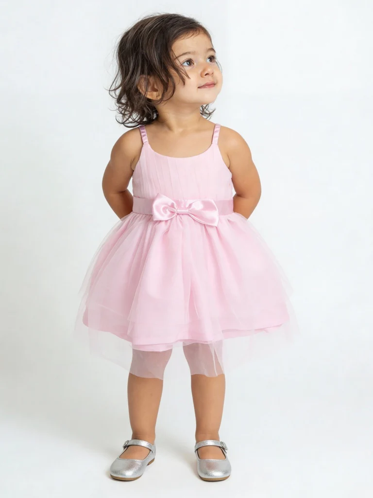 HOP Baby Girls Pink Bow-Detailed Party Dress