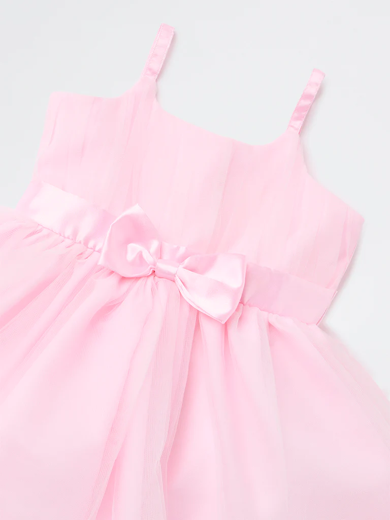 HOP Baby Girls Pink Bow-Detailed Party Dress - Image 4