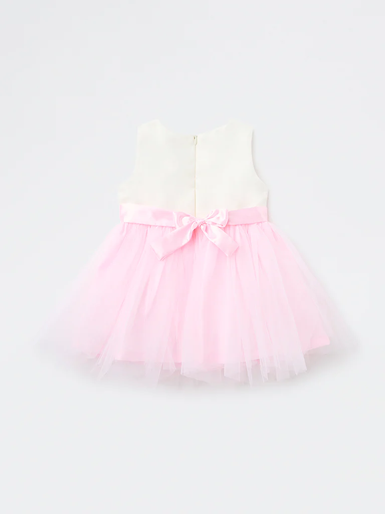 HOP Baby Girls Pink Bow Detailed Party Dress - Image 3