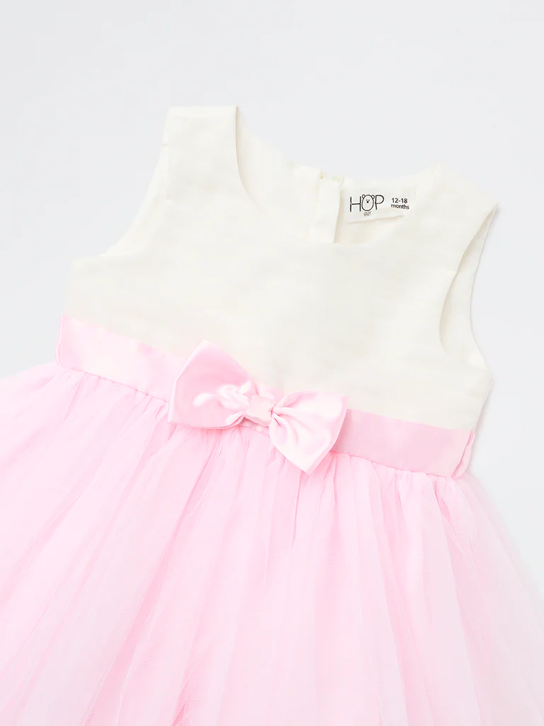 HOP Baby Girls Pink Bow Detailed Party Dress - Image 4