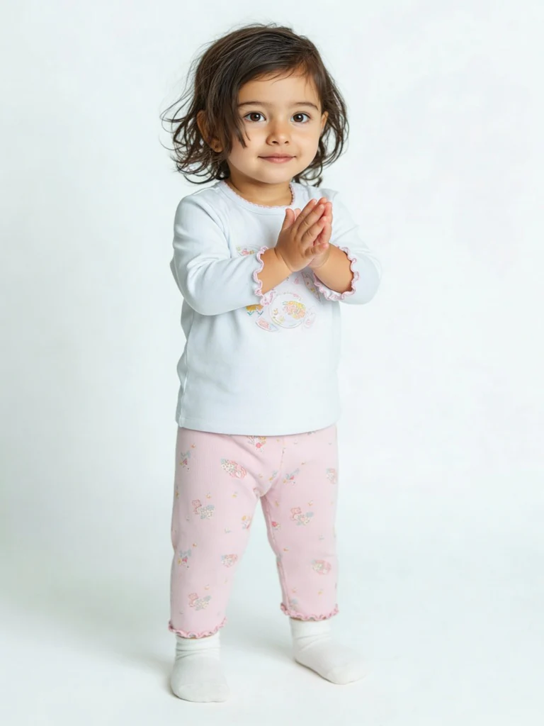 HOP Baby Girls Pink Cotton T-Shirt and Pants Set