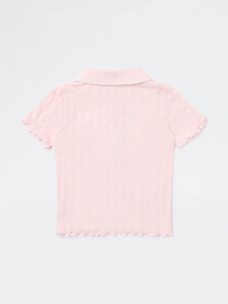 HOP Baby Girls Pink Embellished Cotton Top - Image 4