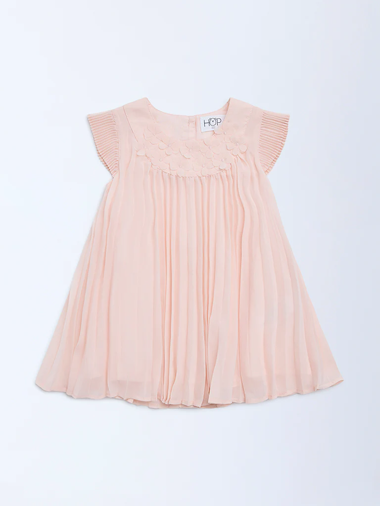HOP Baby Girls Pink Floral-Detailed A-Line Dress - Image 2