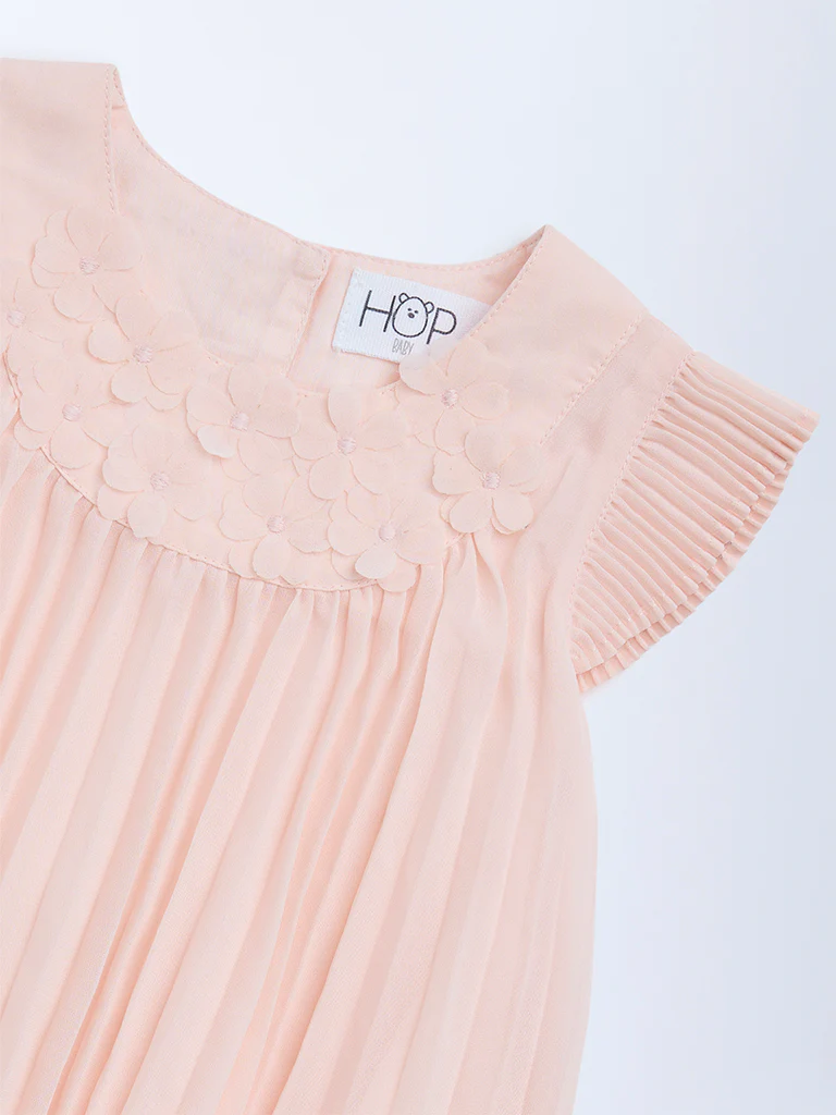 HOP Baby Girls Pink Floral-Detailed A-Line Dress - Image 4
