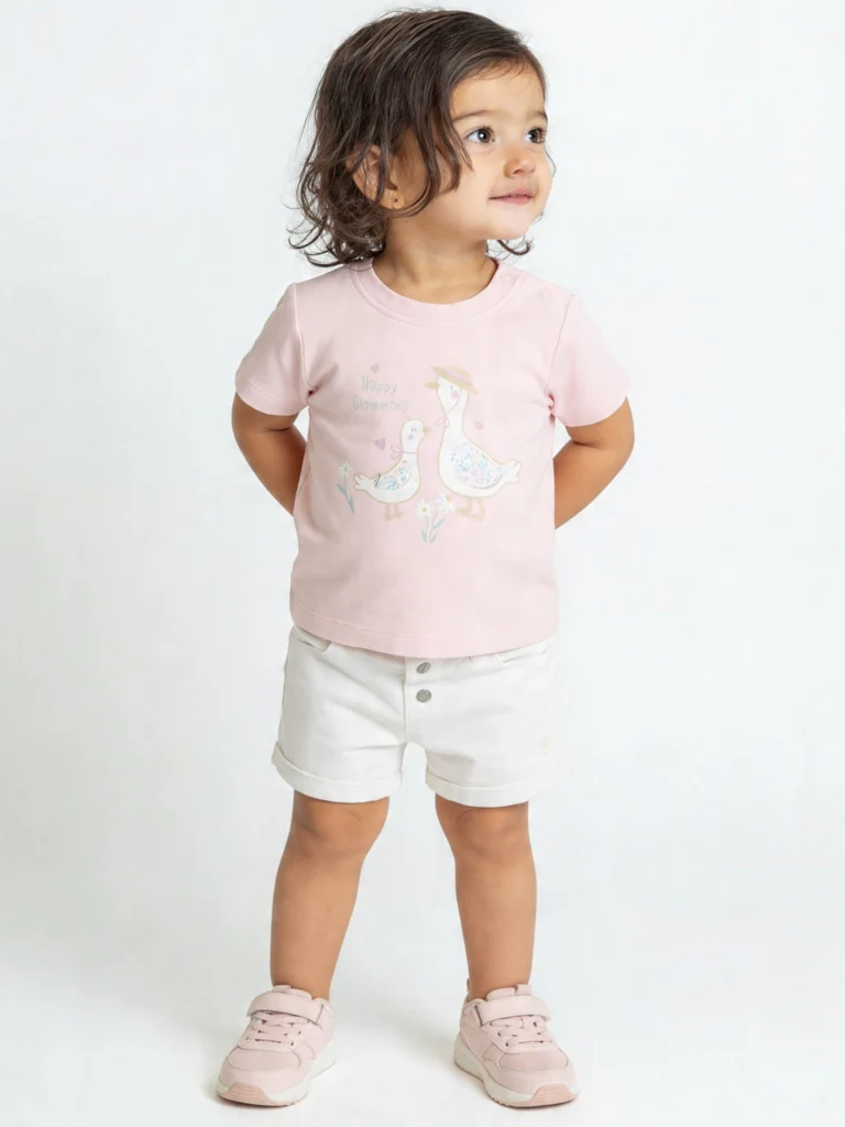 HOP Baby Girls Pink Printed Cotton T-Shirts (Pack of 3)