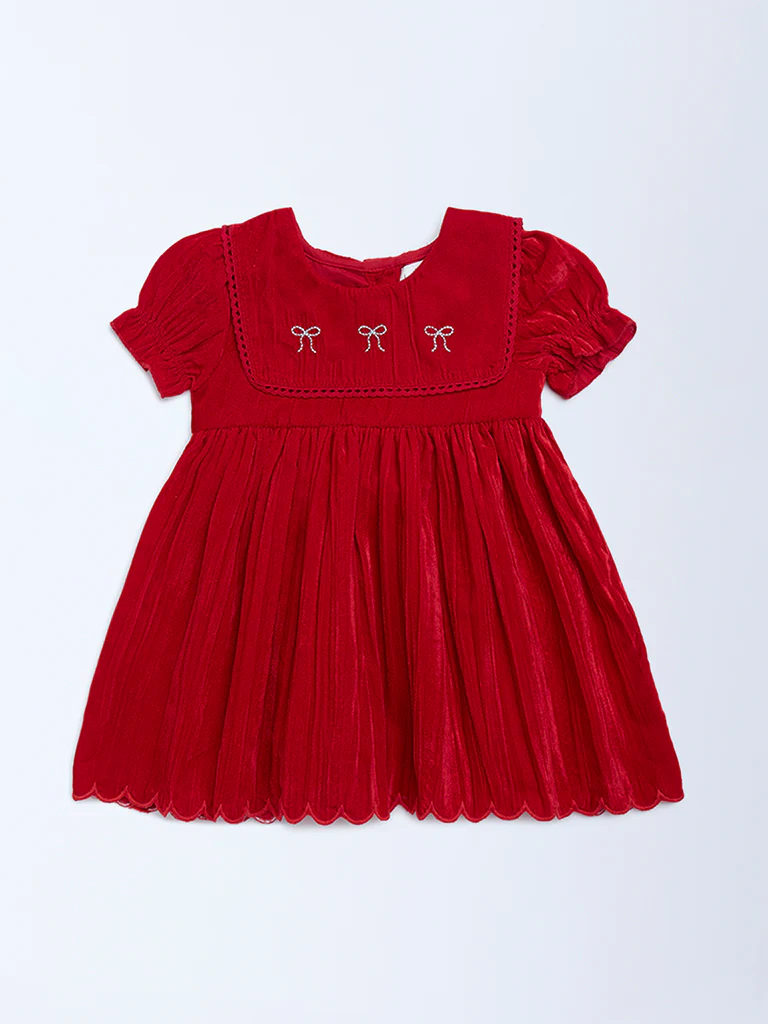 HOP Baby Girls Red Fit-And-Flare Dress - Image 2