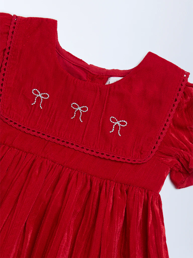 HOP Baby Girls Red Fit-And-Flare Dress - Image 4