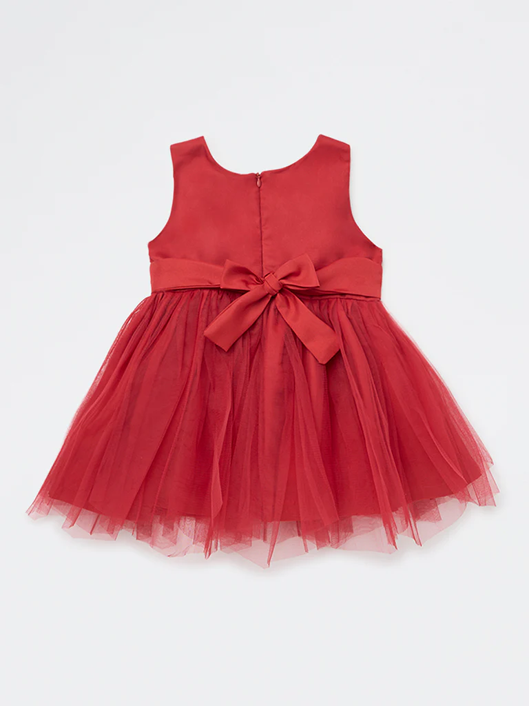 HOP Baby Girls Red Rosette Detailed Party Dress - Image 3