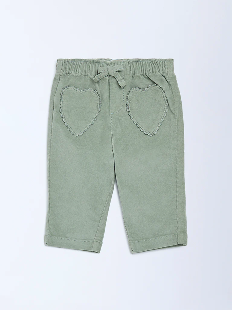 HOP Baby Girls Sage High-Rise Corduroy Trousers - Image 3