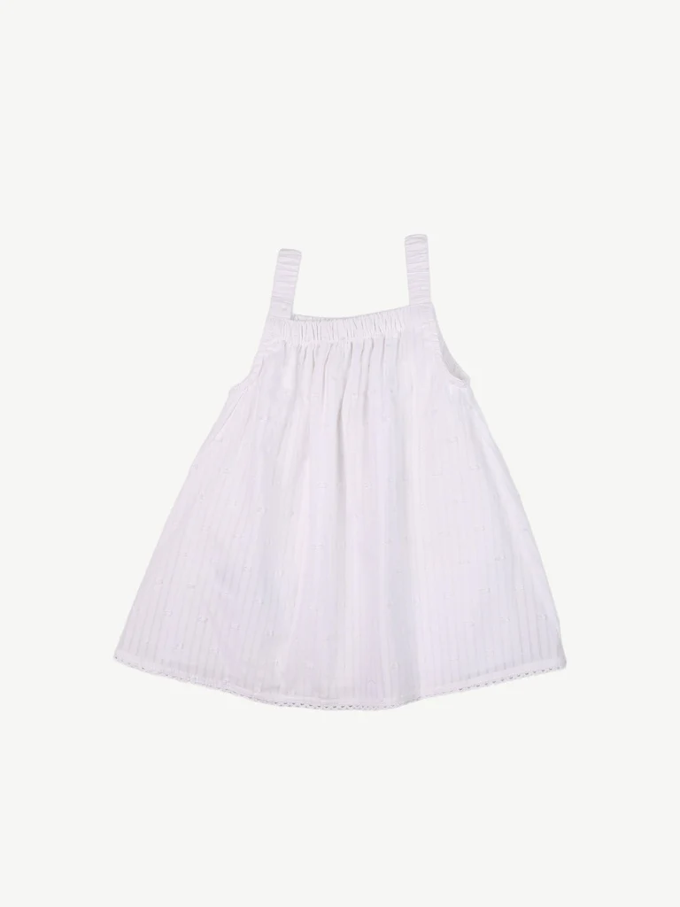 HOP Baby Girls White Embroidered Cotton Dress - Image 3