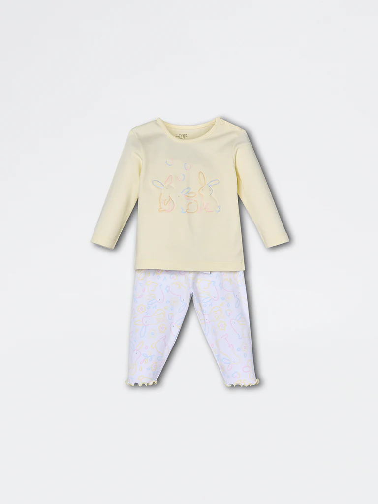 HOP Baby Girls Yellow Animal Printed Co-ord Set - Exclusive - Image 2