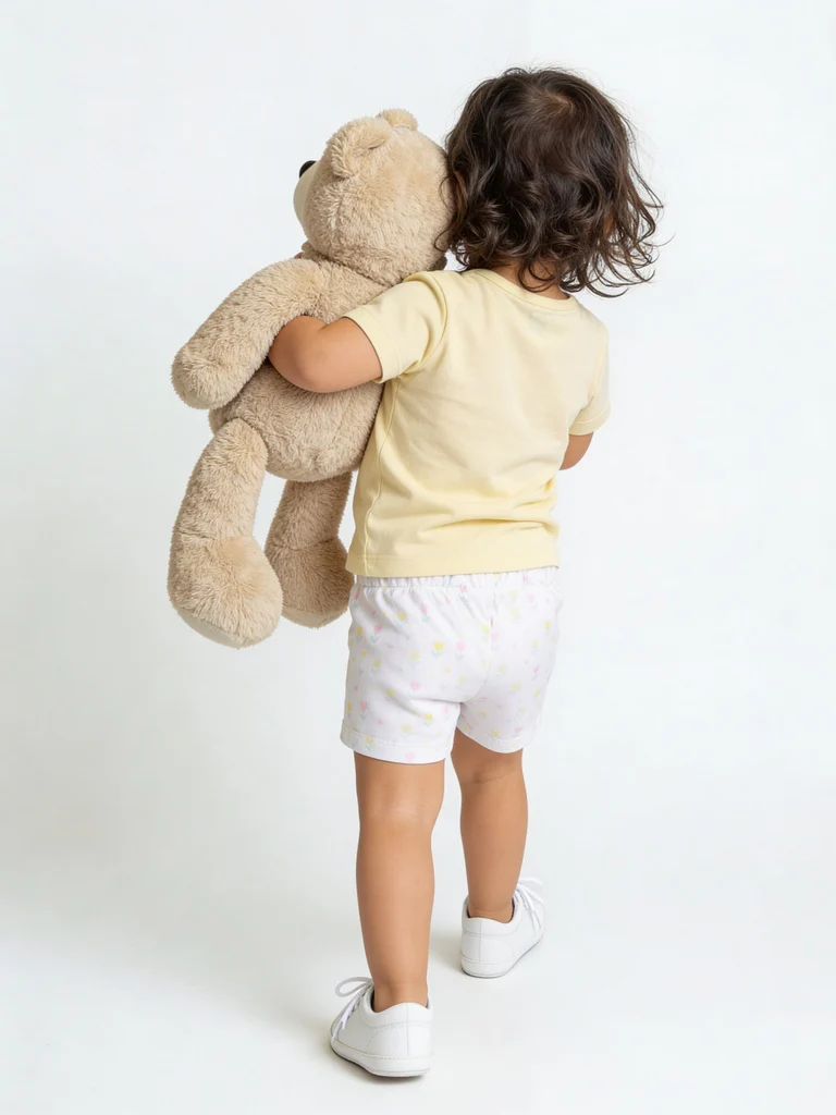 HOP Baby Girls Yellow Cotton T-Shirt and Shorts Set - Exclusive - Image 2