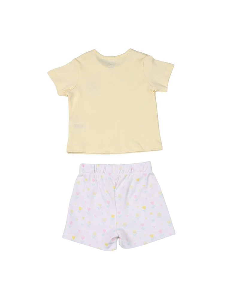 HOP Baby Girls Yellow Cotton T-Shirt and Shorts Set - Exclusive - Image 4