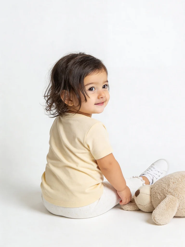 HOP Baby Girls Yellow Printed Cotton T-Shirt and Pants Set - Exclusive - Image 2