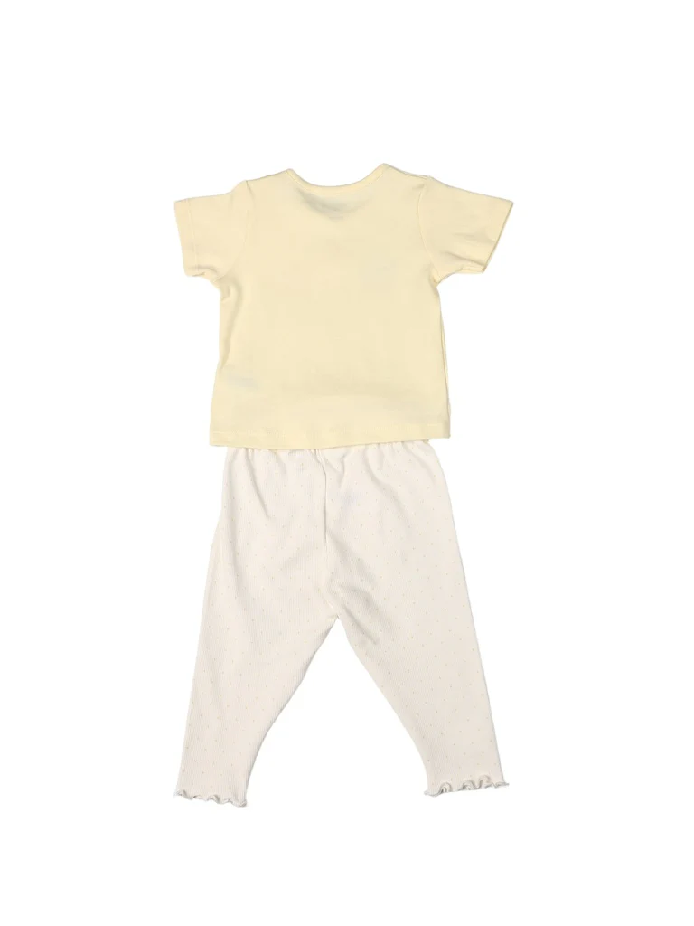 HOP Baby Girls Yellow Printed Cotton T-Shirt and Pants Set - Exclusive - Image 4