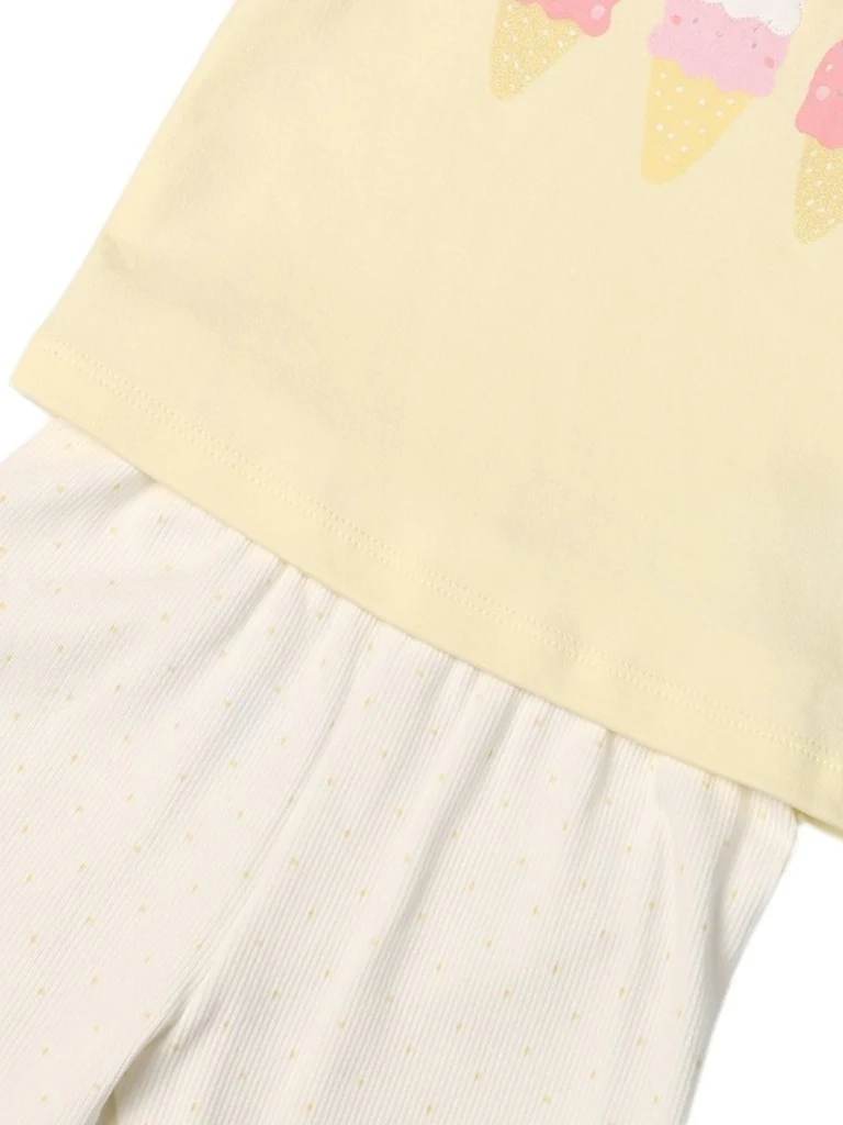 HOP Baby Girls Yellow Printed Cotton T-Shirt and Pants Set - Exclusive - Image 5