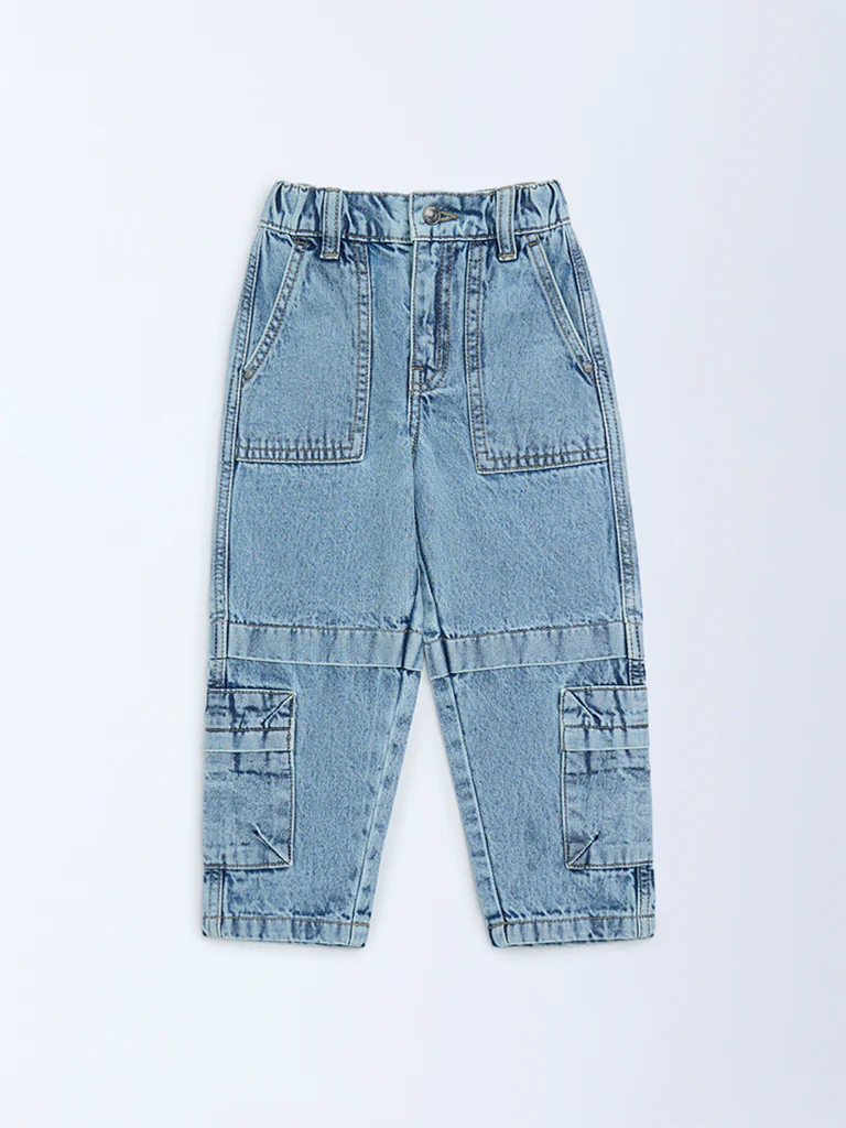 HOP Kids Boy Blue Faded Mid-Rise Jeans - Image 3