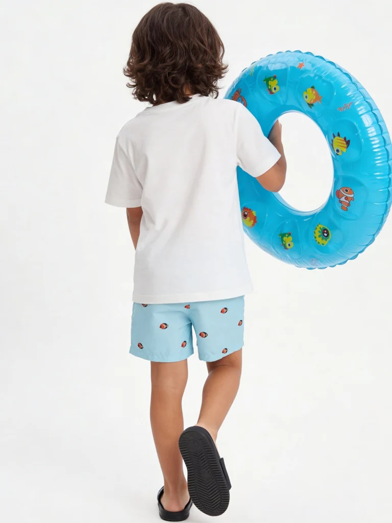 HOP Kids Boys Aqua Printed Mid-Rise Swim Shorts - Image 3