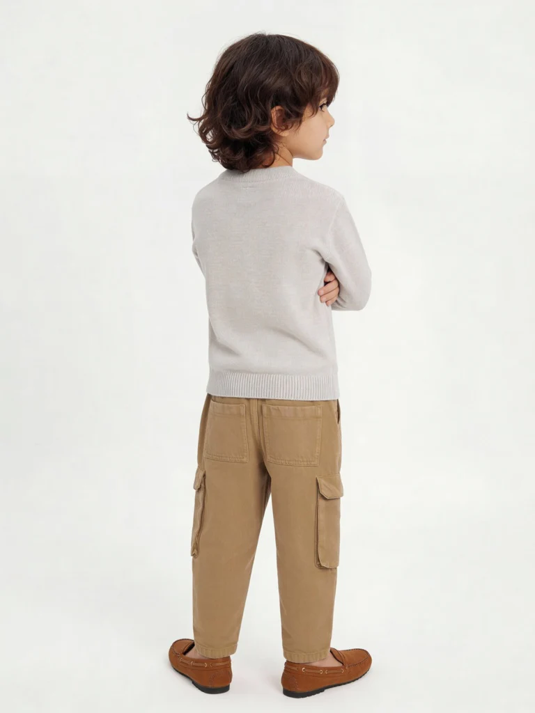 HOP Kids Boys Beige Animal Embroidered Cotton Sweater - Image 2