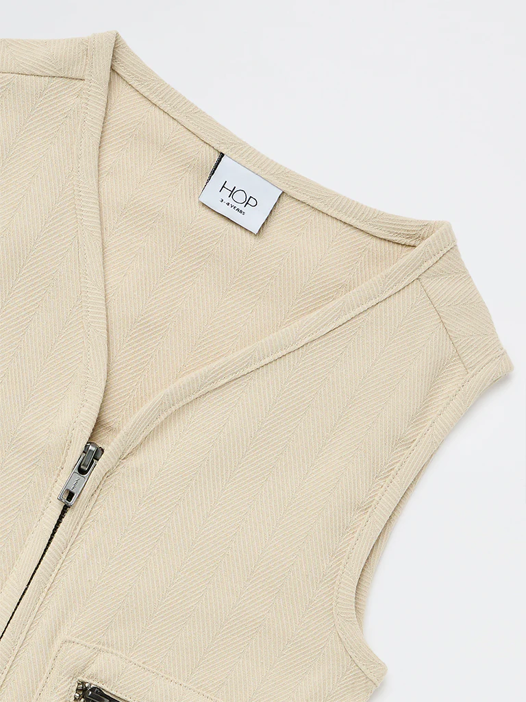 HOP Kids Boys Beige Cotton Utility Vest - Image 5