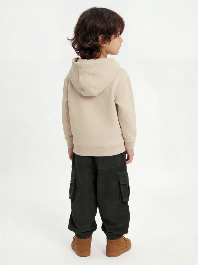 HOP Kids Boys Beige Embroidered Hooded Cotton-Blend Sweatshirt - Image 2