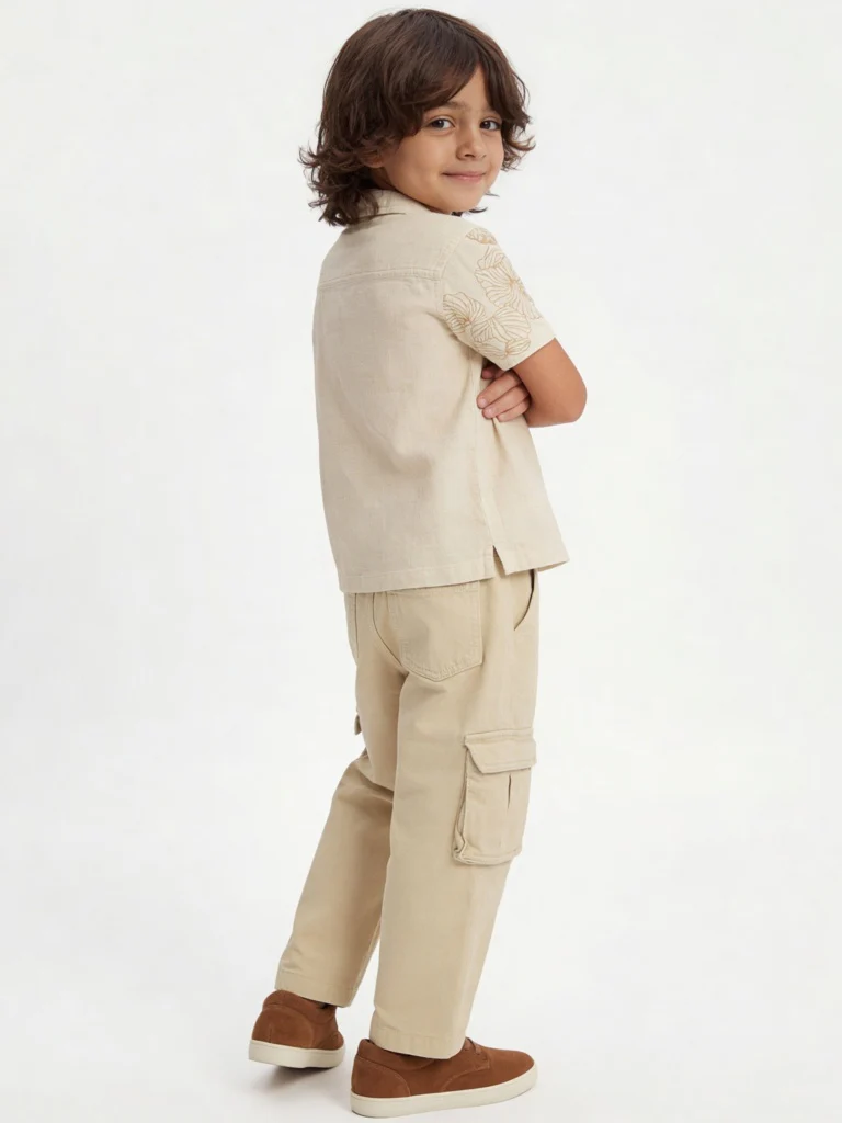 HOP Kids Boys Beige Floral Printed Shirt - Image 2