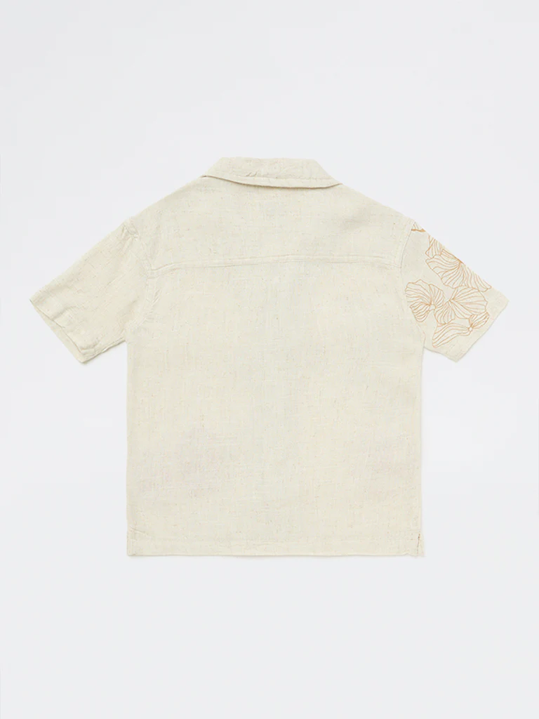 HOP Kids Boys Beige Floral Printed Shirt - Image 4