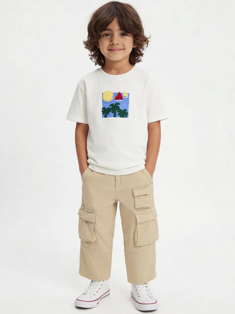 HOP Kids Boys Beige Mid-Rise Cargo Jeans