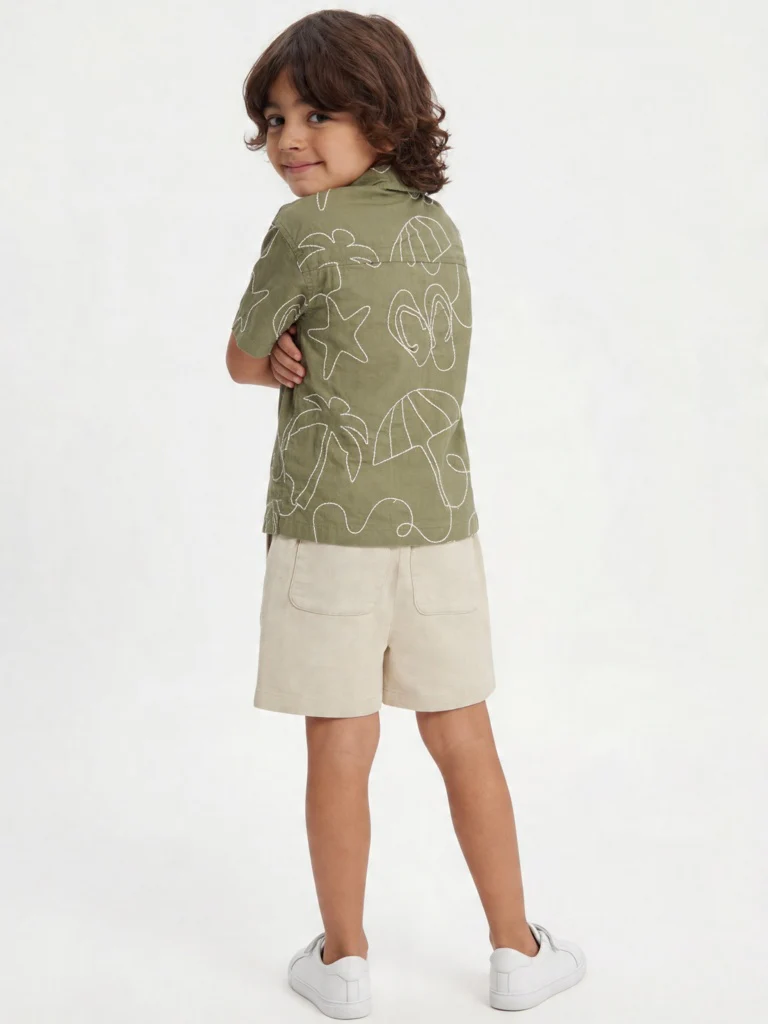HOP Kids Boys Beige Mid-Rise Cotton-Blend Shorts - Image 2