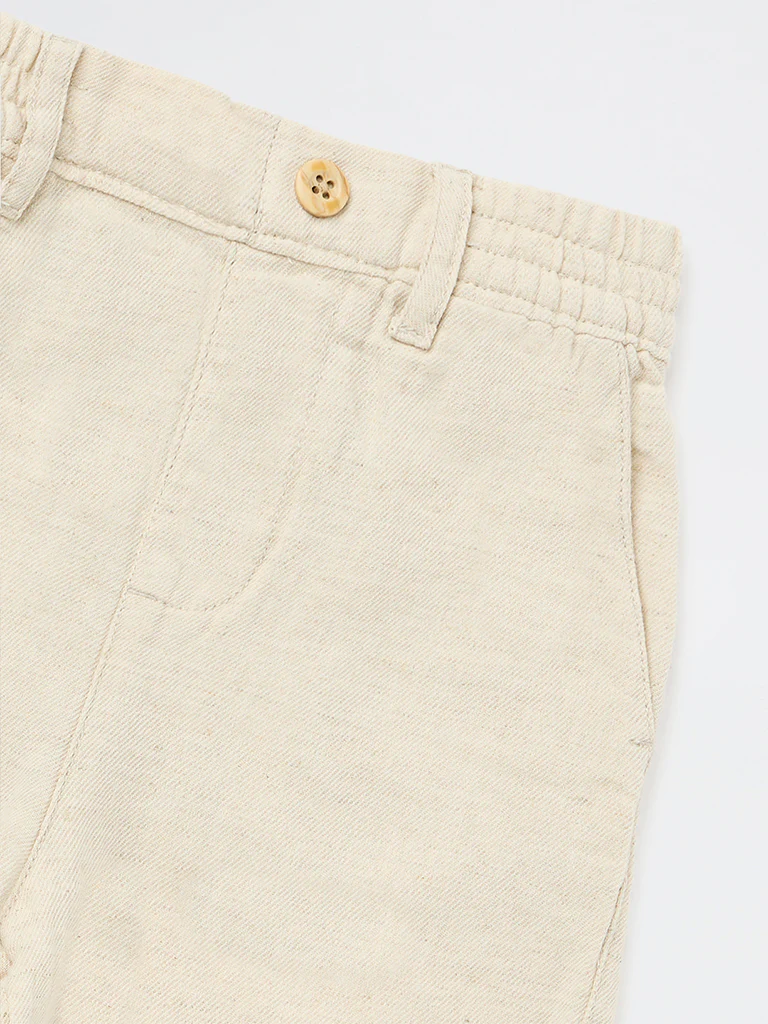 HOP Kids Boys Beige Mid-Rise Cotton-Blend Shorts - Image 5