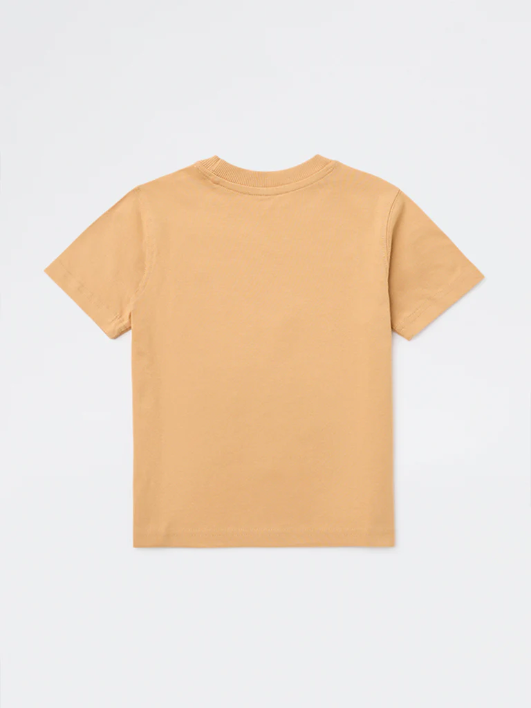 HOP Kids Boys Beige Printed Cotton T-Shirt - Image 4